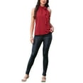 thumbnail image 2 of FAB CURVES Haut à Col Halter pour Femmes Blouse Décontractée Sans Manches à Fleurs 3D L Rouge, 2 of 6