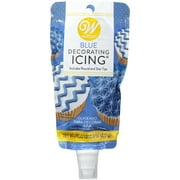 Wilton Ready-to-Use Blue Vanilla-Flavored Icing Pouch with Tips, 8 oz.