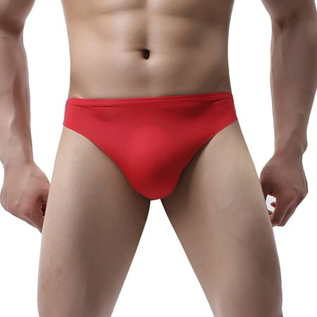 

Juebong Mens Plus Size Clearance $5 Men s Thong Underwear Seamless Low-Rise Sexy Quick-Drying Ice Silk Underwear Red XL