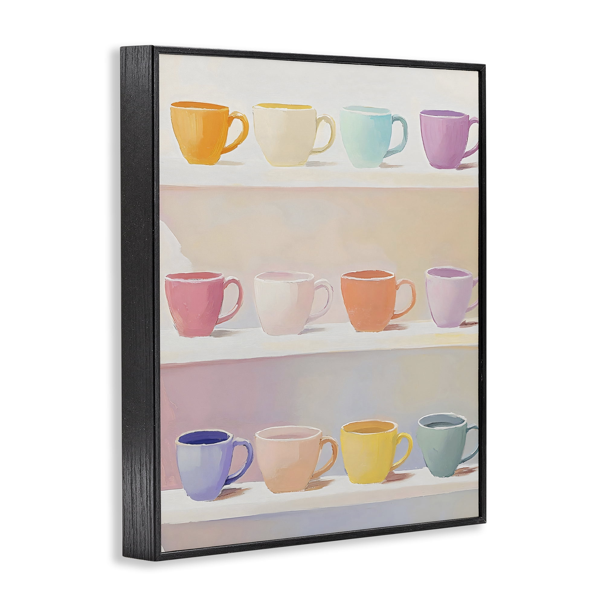 Stupell Industries Rows of Pastel Teacups Black Framed Giclee Art, design by The Prints Vibe
