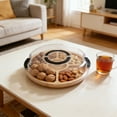 thumbnail image 4 of Wooden Charcuterie Serving Tray With Clear Locking Lid And Built In Compartments For Portable Food Presentation And Outdoor Picnics, 4 of 4