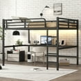 thumbnail image 3 of CZBZ Metal Queen Size Loft Bed with Charging Station and LED Lights, Loft Beds with Desk for Teen/Adult with 13" Safety Guard, Noise-Reduced, No Box Spring Needed, 3 of 7
