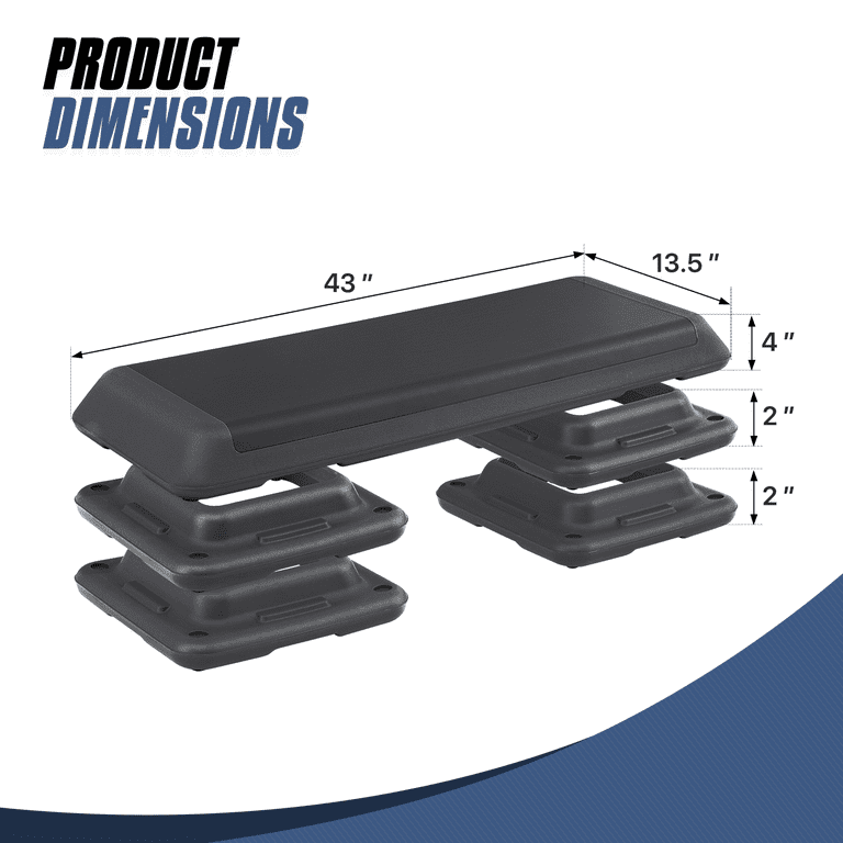 HOMCOM Aerobic-Stepper 3-stufig höhenverstellbar 80 x 31 x 20 cm Schwarz Hellblau Grau
