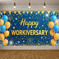 thumbnail image 2 of Blue Theme Happy Workiversary Banner Office Celebration Gold Stars Balloon Decoration for Company Event Workplace Party Milestone, 2 of 8