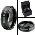 thumbnail image 4 of Tungsten Congrats Grad Class Of 2019 Engraved Band Ring 8mm Men Women Comfort Fit Black Step Bevel Edge Brushed Polished, 4 of 4