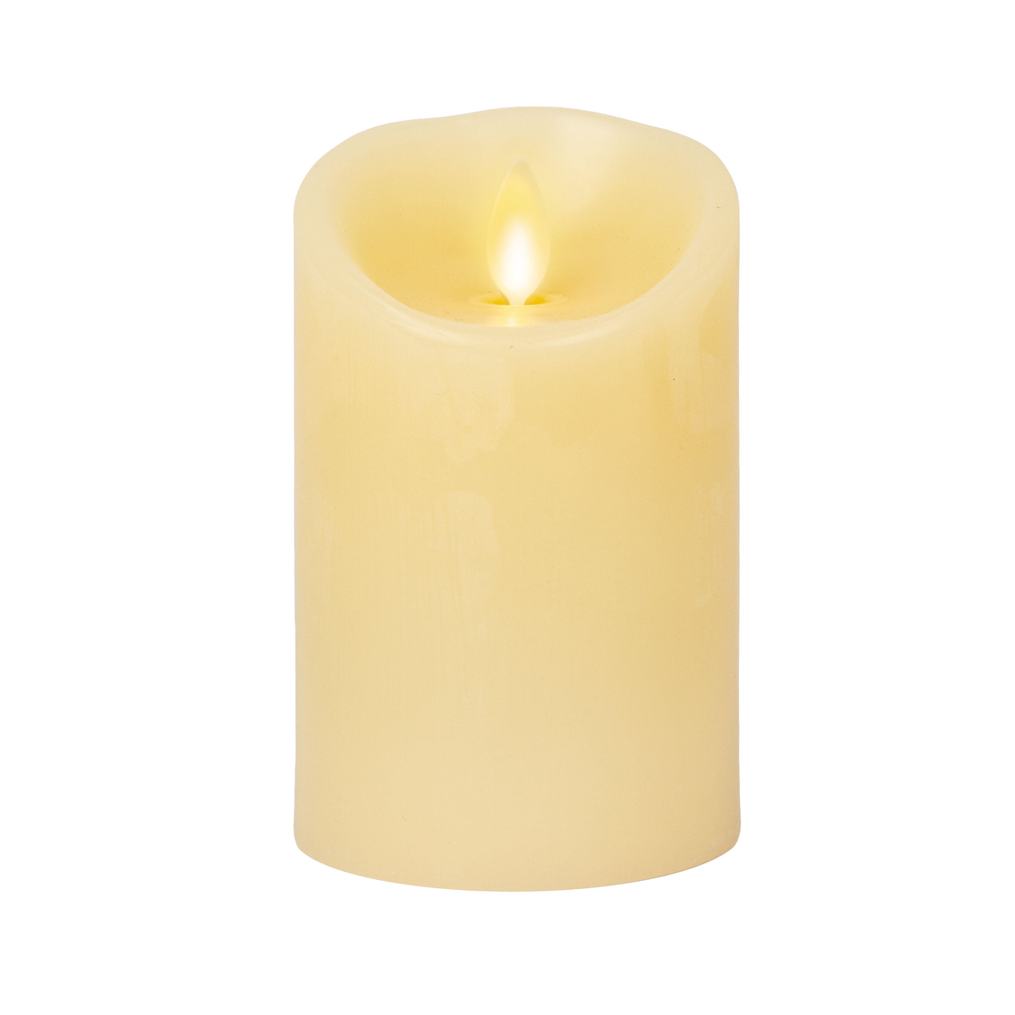 Luminara Moving Flame Pillar LED Candle, Scalloped Edge, Real Wax, Unscented - Ivory (4.5-inch) - Walmart.com