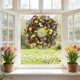 thumbnail image 1 of Corona primaveral con hojas y flores artificiales para la puerta principal | Corona floral de follaje artificial para la puerta, ideal para decoración de interiores y exteriores, 1 of 8