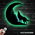 thumbnail image 3 of Craftnamesign Wolf On the Srescent Moon Metal Wall Art LED Light, Wolf Sign, Wolf Wall Decor, 3 of 5
