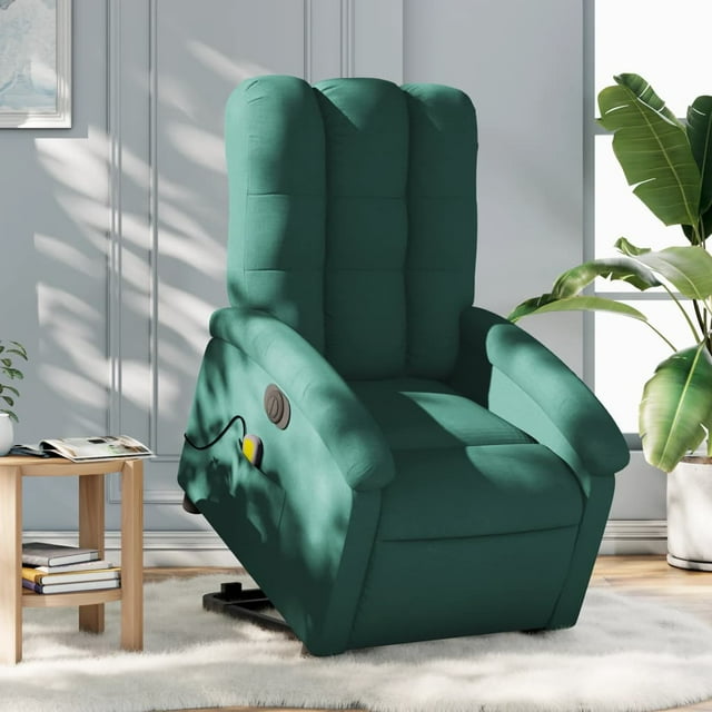 vidaXL Fauteuil Inclinable de Massage Électrique Debout en Tissu Vert Foncé