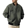 thumbnail image 1 of Mens Utility Jacket, Cardigan Style Work Jacket With Stand Collar and Zipper Pocket, For Casual Outdoor Wear, 1 of 6