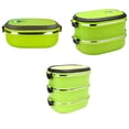 thumbnail image 4 of Fiambrera verde Inteprter Acero inoxidable rectangular mate capas dobles, 4 of 6