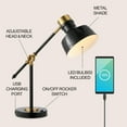 thumbnail image 3 of JONATHAN Y Allegra 18.5" Classic Farmhouse Adjustable Cantilever LED Task Lamp with USB Charging Port, Black/Brass Gold, JYL7124A, 3 of 6