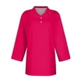 thumbnail image 4 of Xyxonk Polo Shirts for Women Summer Button Up 3/4 Sleeve T Shirts Solid Color Trendy Collared Lapel Shirts Trendy Summer Blouses Hot Pink 2XL, 4 of 4