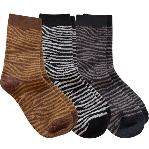 TELOLY 3 Pairs Women Winter Socks Striped Warm Medium Tube Socks Thermal Casual Socks