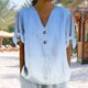 thumbnail image 2 of Vestidos Casuales Para Mujer, Blusas De Mujer De Moda Camiseta holgada de manga corta con cuello en V, botones y estampado sin posicionamiento para mujer, estilo informal y de moda, 2 of 7