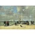 thumbnail image 2 of Eugène Boudin 24x18 Gold Ornate Framed and Double Matted Museum Art Print Titled - On the Jetty (C. 1869-1870), 2 of 4