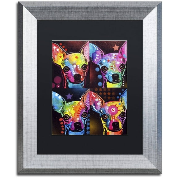 Trademark Fine Art "Chihuahua 4x" Canvas Art by Dean Russo, Black Matte, Silver Frame