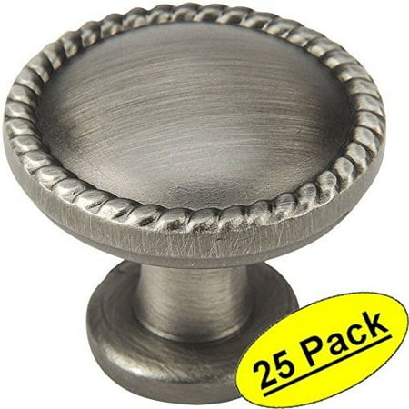 5/8 Inch Antique Silver Knob - Cosmas 4115AS Antique Silver Rope / Scroll Cabinet Hardware Knob - 1-1/4