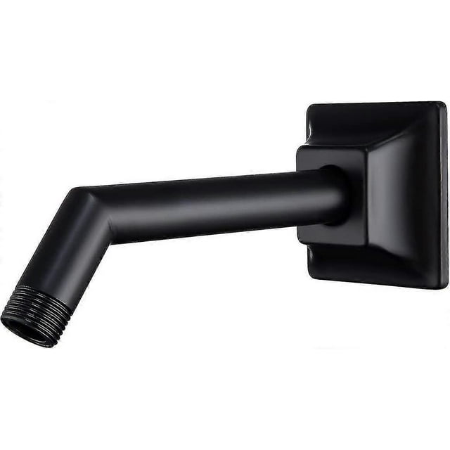 6" Shower Arm Matte Black Shower Head Extension With Matching Escutcheon, Standard 1/2" Connection