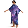 thumbnail image 2 of SEANATIVE Women's Caftan Beach Cover Up Kaftan Dress Plus Size Kaftan Loungewear Maxi Dress Lightweight Flowey Kaftan Swimsuit Coverup for Summer Beach Pool Party, Black Cat Galaxy Pattern Violet, 2 of 7