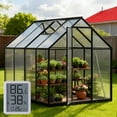 thumbnail image 5 of WUKHG 6x7.5FT Outdoor Greenhouse with Thermometer Hygrometer, Heavy-Duty Walk-in Greenhouse for Garden with Reinforced Aluminum Frame, All-Weather Greenhouse with UV-Resistant Polycarbonate Panels, 5 of 13