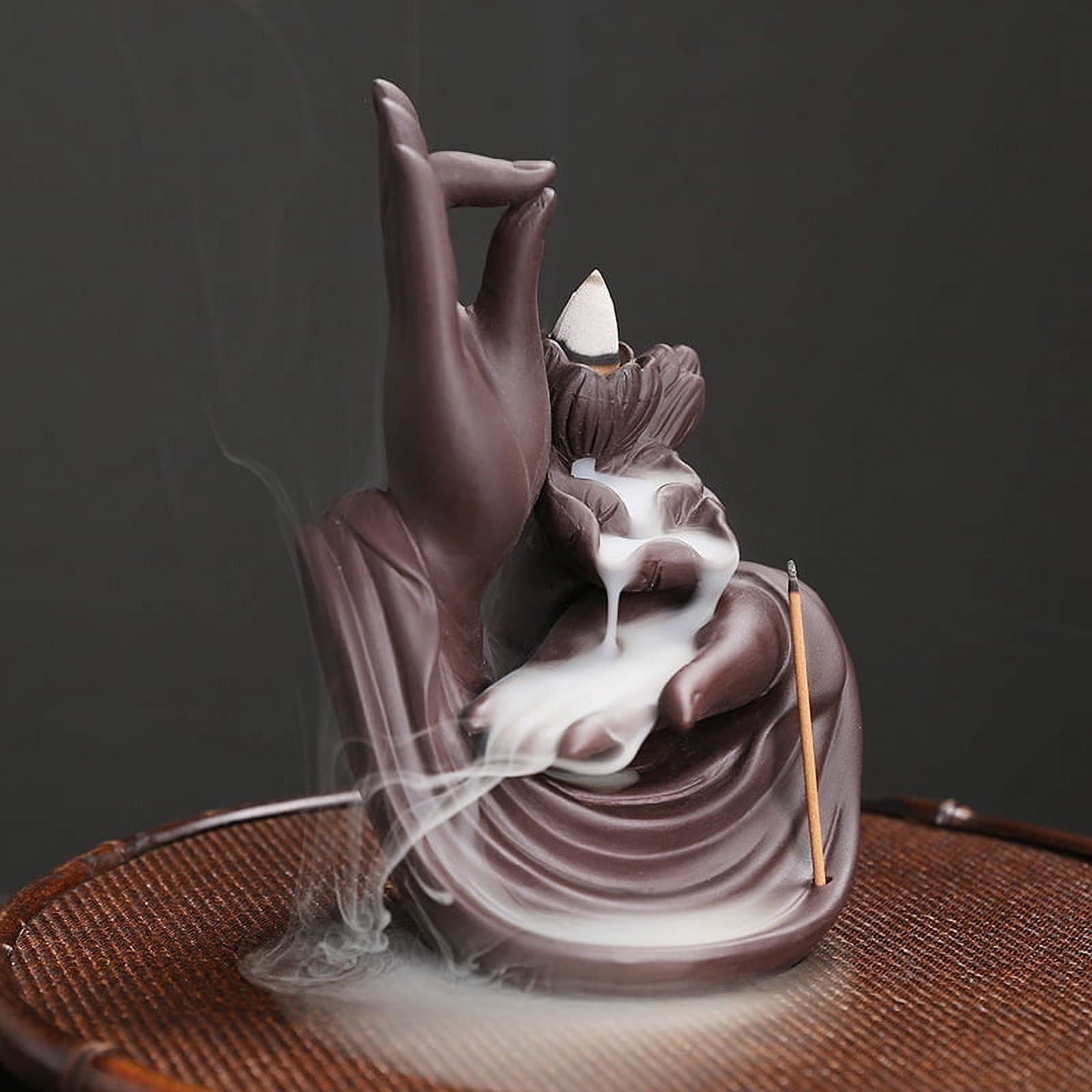 Purple Sand Backflow Incense Burner Waterfall Smoke Creative Lotus Buddha's Hand Incense Holder Censer Aroma Burner Crafts