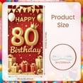 thumbnail image 2 of Golden Decor Happy 80th Birthday Banner Red Background 80th Birthday Display Crown Design Balloon Elements Golden Birthday Backdrop for Elderly Birthday Family Gathering Milestone Party, 2 of 8
