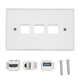 thumbnail image 4 of Sortie de Plaque Murale 3 Ports, Plaque Murale d'Interface Multimédia HD CAT6 Multifonctionnelle Antirouille pour Lecteurs Vidéo en Continu pour Ordinateurs, 4 of 8