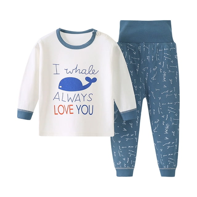 Gibobby Conjunto de ropa de bebé Pijamas suaves para bebés y Niñass pequeñas, estampados de dibujos animados para niños pequeños, conjuntos de ropa de dormir d(Blanco, 6-12 Meses)