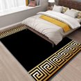 thumbnail image 2 of Black Gold Striped Area Rug Greek Key Meander Gold Geometric Washable Floor Carpet, Soft And Plush Mats For Living Room Bedroom-1, 2 of 7