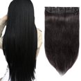 thumbnail image 1 of 100% Human Hair Clip In Hair Extensions 15 Colors Can Curly Dyed Washed 1 Piece/5 Clips Light Brown 18”-50g, 1 of 6