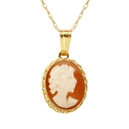 Shell Cameo Pendant Necklace in 14kt Gold