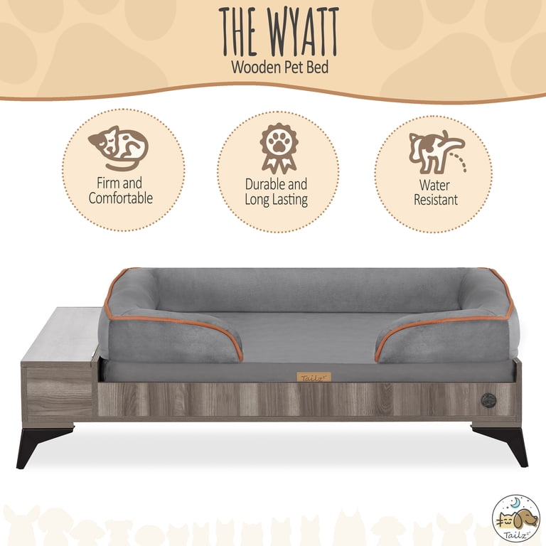 TailZzz Wyatt Wooden Pet Bed with Mattress | Large to Extra Large