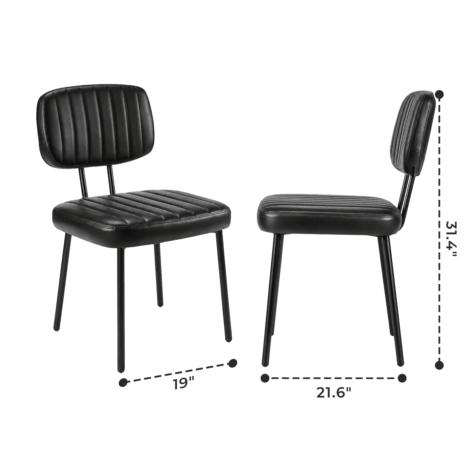 Alvantor Dining Chairs Set of 2, Mid-Century Modern Upholstered Kitchen Dining Room Accent Chairs with Faux Leather Cushion Seat for Kitchen Dining Room, Vertical Stripes