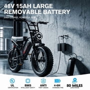 ZEFIORA 20 Fat Tire Electric Bike for Adults, 1500W Peak Motor, 48V 15Ah Removable Battery | 7-Speed, Dual Disc Brakes & Full Suspension | All-Terrain EBikes for Commuting & Off-Road Adventures