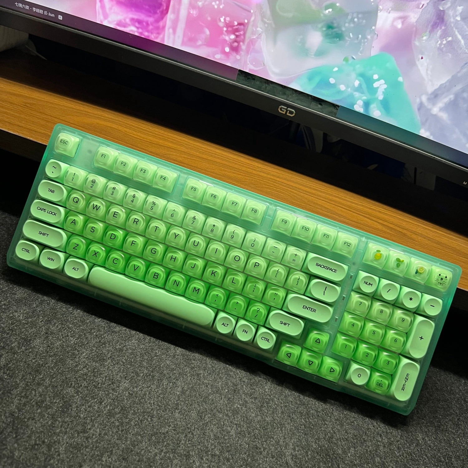 98 Keys Hot Swappable Keyboard, Tri-Mode 2.4G Bluetooth Wired Lime Green RGB Mechanical for PC