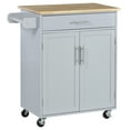 thumbnail image 3 of HOMCOM Kitchen Island Cart Rolling Trolley Cart with Drawer, Storage Cabinet & Towel Rack, Gray, 3 of 10