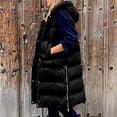 thumbnail image 3 of dazeni Plus Size Long Puffer Vest for Women Sleeveless Puffer Jacket with Hood Lightweight Down Vest Full Zip Winter Quilted Vest, 3 of 7