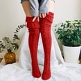 thumbnail image 2 of Over the Knee Cable Knit Socks for Women,Warm Long Boot Stockings with Thick Texture for Fall and Winter Fashion Wear Red, 2 of 4