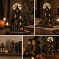 thumbnail image 5 of ShaoXinWan Halloween Ghost Pumpkin House Wooden Tabletop Ornament, 2D Spliceable Decor Sign, Festive Accent for Dining Table Cabinet Bookshelf Decor, 5 of 7