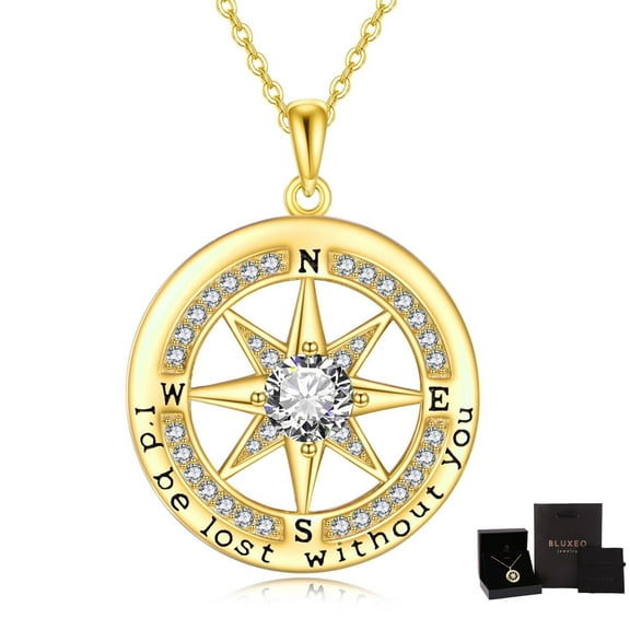 Compass Necklace for Women I'd Be Lost Without You 925 Sterling Silver Wife Gifts Anniversary Birthday Christmas Valentine