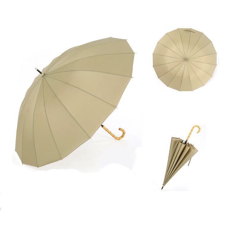 ThreeH Bamboo Stick Umbrella Auto Open Solid Color Fashionable and