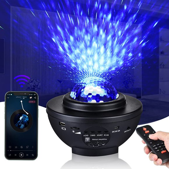 TFixol LED Starry Sky Projector, Starlight Projector with Bluetooth Music Player/Remote Control/Timer, Star Projector, Rotating Water Waves Galaxy