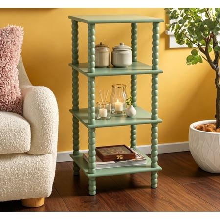 4-Tier Shelving Unit Bookshelf Etagere, Sage Green
