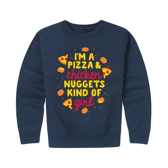 Instant Message - Pizza And Nuggets Girl - Kids Crew Fleece