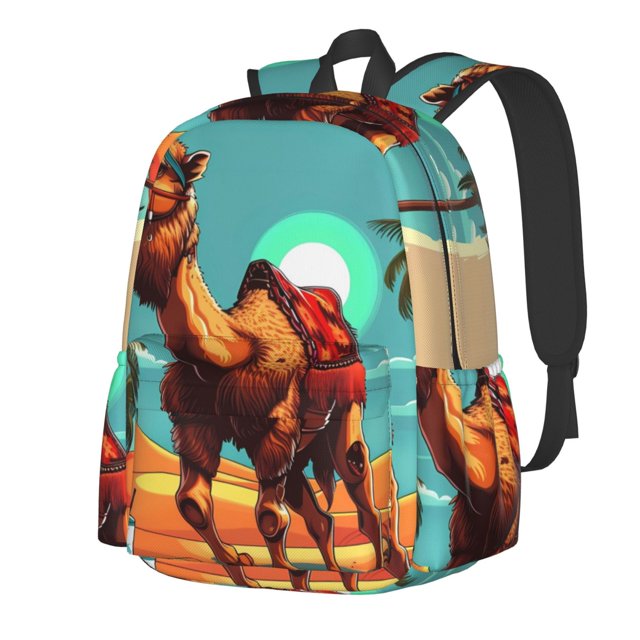 Disketp Cool Camel Oasis Vibes Mochila Escolar de Gran Capacidad y Peso Ligero, Mochila de Viaje Ideal para Escuela, Trabajo y Uso Diario, Cómoda y con Estilo
