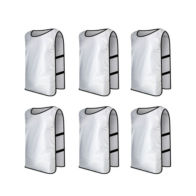 TOPTIE Gilets d'Entraînement de Mêlée Salopettes de Soccer Ensemble de 6-Blanc-Enfant