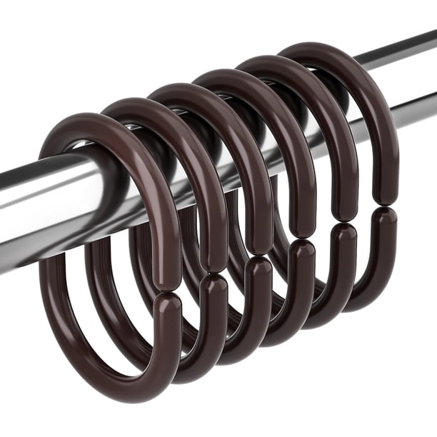 Amazer Anillos Plásticos Para Cortinas De Ducha 24 Piezas Anillos Para Cortinas De Ducha Marrón Ganchos Para Cortinas De Ducha Anillos Ganchos De Plástico Para Cortinas De Ducha Para Barra De Ducha De