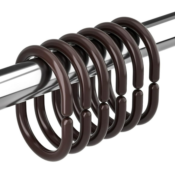 Amazer Anillos Plásticos Para Cortinas De Ducha 24 Piezas Anillos Para Cortinas De Ducha Marrón Ganchos Para Cortinas De Ducha Anillos Ganchos De Plástico Para Cortinas De Ducha Para Barra De Ducha De