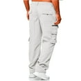 thumbnail image 5 of Qopobobo Men'S Pants Men Pants Casual Men's Utility Flex Cargo Pants, Classic-Fit Casual Stretch Work Pants, Water Resistant Lightweight Tactical Hiking Pants Light Gray,L, 5 of 6